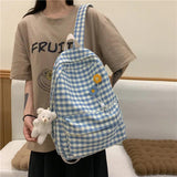 Plaid Pattern Women's Backpack School Bags for Girls