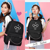 Letters Print School Bag Girl Student Backpack