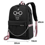 Letters Print School Bag Girl Student Backpack