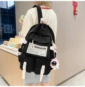 Waterproof Nylon Women Backpack for Girl Student Schoolbag