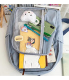 Transparent Casual Backpack for Girls with Side Pockets