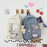 Transparent Casual Backpack for Girls with Side Pockets