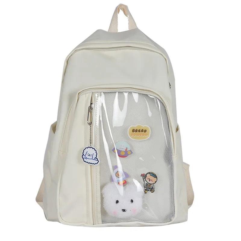 Transparent Casual Backpack for Girls with Side Pockets