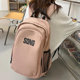 Big Student Backpack Letter Rucksack Girls School Bag High Capacity Women Backpa