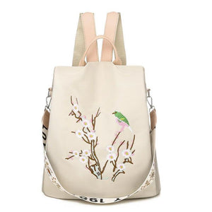 Shoulder Embroidery Women's Backpack Anti-theft Travel Bag Youth