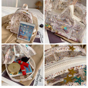 Transparent Sequins Girl's Backpack Waterproof PVC Mini Travel Bag