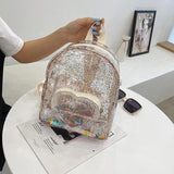 Transparent Sequins Girl's Backpack Waterproof PVC Mini Travel Bag