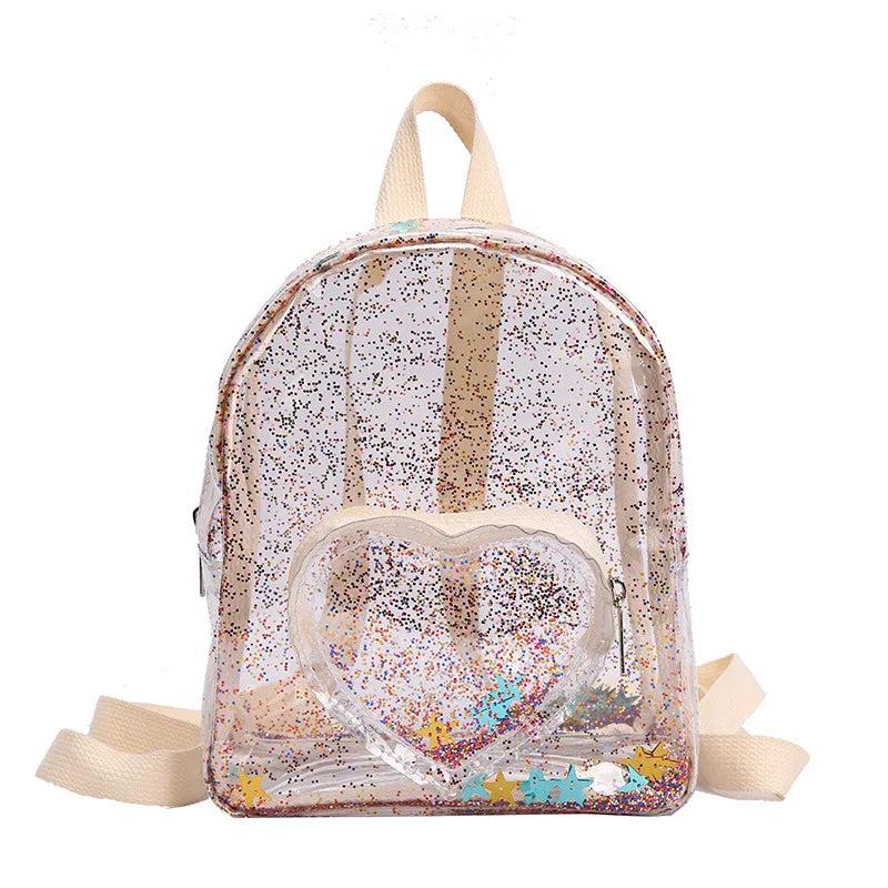 Transparent Sequins Girl's Backpack Waterproof PVC Mini Travel Bag