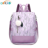 Purple Flower Anti Theft Backpack for Women