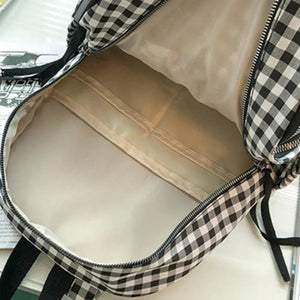 Plaid Daypack Laptop Bag Large Capacity Travel Backpack for Women
