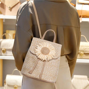 Woven Straw Women Shoulder Backpack Bag Female Holiday Schoolbag Handbags