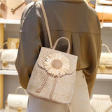 Woven Straw Women Shoulder Backpack Bag Female Holiday Schoolbag Handbags