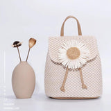Woven Straw Women Shoulder Backpack Bag Female Holiday Schoolbag Handbags
