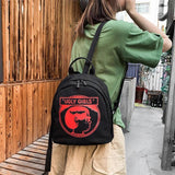 Canvas Mini Backpack with Cartoon Print for Young Girls