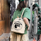 Canvas Mini Backpack with Cartoon Print for Young Girls