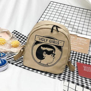 Canvas Mini Backpack with Cartoon Print for Young Girls