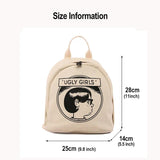 Canvas Mini Backpack with Cartoon Print for Young Girls