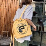 Canvas Mini Backpack with Cartoon Print for Young Girls