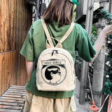 Canvas Mini Backpack with Cartoon Print for Young Girls