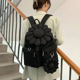 3D Flowers Women Backpack Durable Nylon School Bag Pretty Style Girls Backpack