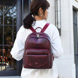 Women's Casual Leather Backpack for School Girls