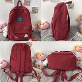 Harajuku School Backpack for Women, Solid Teenage Girl College Bag