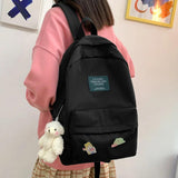 Harajuku School Backpack for Women, Solid Teenage Girl College Bag
