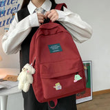 Harajuku School Backpack for Women, Solid Teenage Girl College Bag