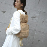 Winter Plush Backpack for Girls Pink