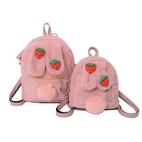Winter Faux Fur Backpack Rabbit Ear Women Travel Shoulder Bags Plush Bagpack