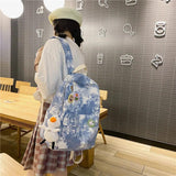 DIGERUI Harajuku Gradient Women's Backpack Large Capacity Student School Bag