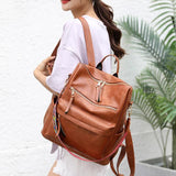 Vintage PU Leather Backpack Women's Travel School Bags