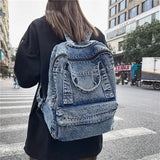 Denim Women Backpack Retro Travel Bagpack Large Capacity