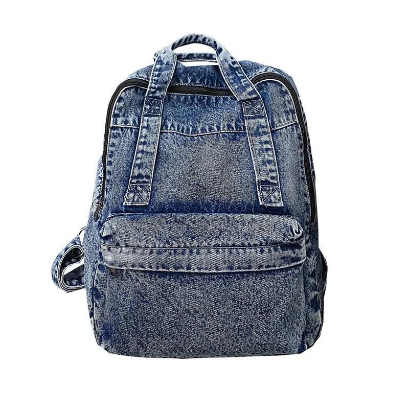 Denim Women Backpack Retro Travel Bagpack Large Capacity