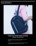 Denim Women's Backpack Bucket School Bag Travel Bag Backpack Bags