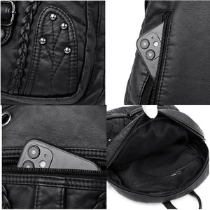 Soft Leather Backpack Female High Travel School Backpack for Girls