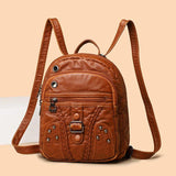 Soft Leather Backpack Female High Travel School Backpack for Girls