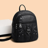 Soft Leather Backpack Female High Travel School Backpack for Girls