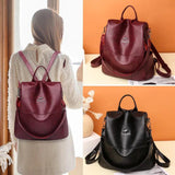 Waterproof Anti-theft Leather Backpack for Women Girls