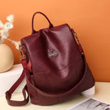 Waterproof Anti-theft Leather Backpack for Women Girls