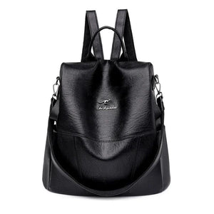 Waterproof Anti-theft Leather Backpack for Women Girls