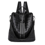 Women Woven Leather School Backpack High Capacity Travel Shoulder Bag