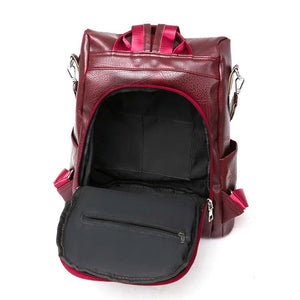 Women Leather Backpacks for Girls Sac A Dos Casual Daypack Vintage Backpack