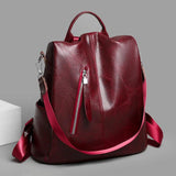 Women Leather Backpacks for Girls Sac A Dos Casual Daypack Vintage Backpack