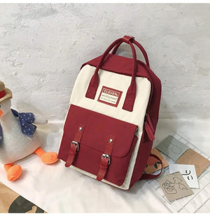 Nylon Backpack Waterproof School Bags for Teenagers Girls Patchwork Backpack