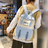 Nylon Backpack Waterproof School Bags for Teenagers Girls Patchwork Backpack
