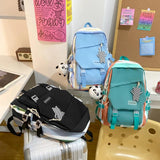 Colorful Striped Women Backpack Waterproof School Bag Travel Rucksack