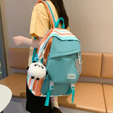 Colorful Striped Women Backpack Waterproof School Bag Travel Rucksack