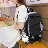 Colorful Striped Women Backpack Waterproof School Bag Travel Rucksack