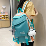 Colorful Striped Women Backpack Waterproof School Bag Travel Rucksack
